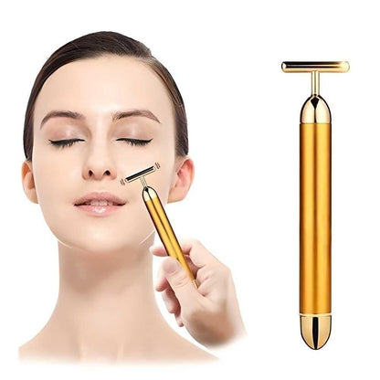 💫 Luxury 24K Gold Beauty Bar ⚡ Vibrating Face Sculpting Roller 💎