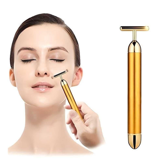 💫 Luxury 24K Gold Beauty Bar ⚡ Vibrating Face Sculpting Roller 💎