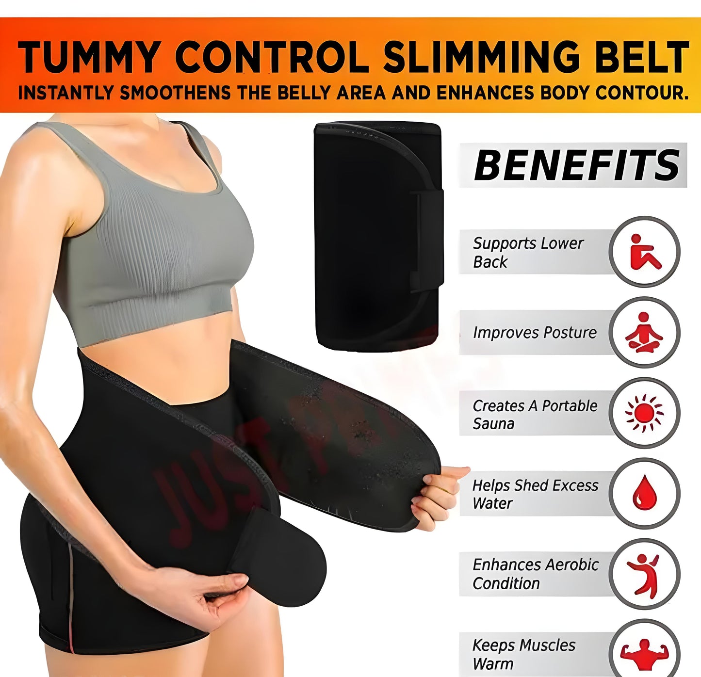 🔥 Premium Waist Trimmer Belt | Sweat More, Shape Faster!